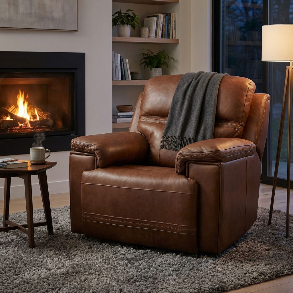 Christian 42" Top Grain Leather Power Motion Reclining Chair - Acorn