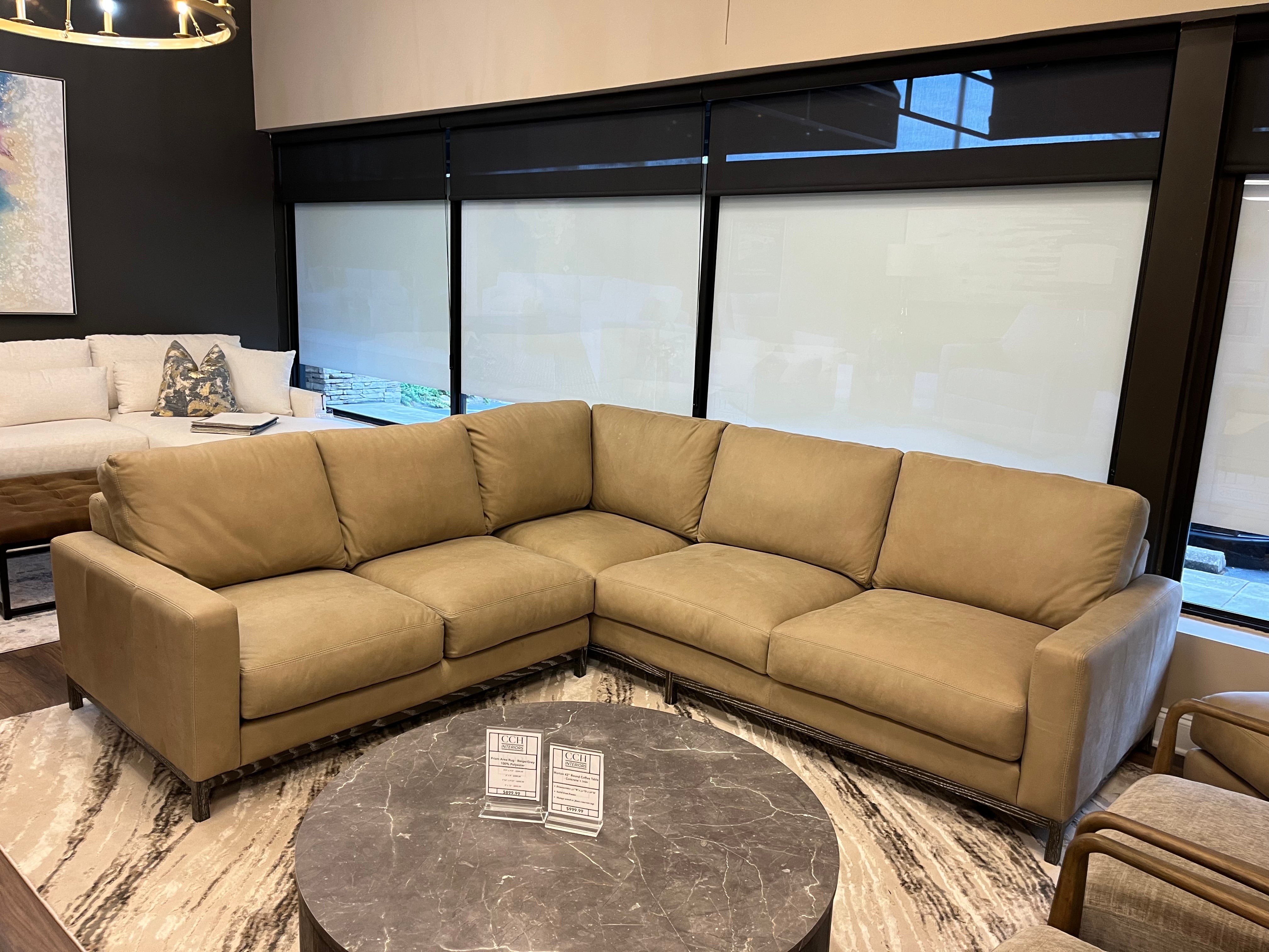 Clarksdale 108" x 96" 5 Cushion Top Grain Leather Sectional - Napa Dove