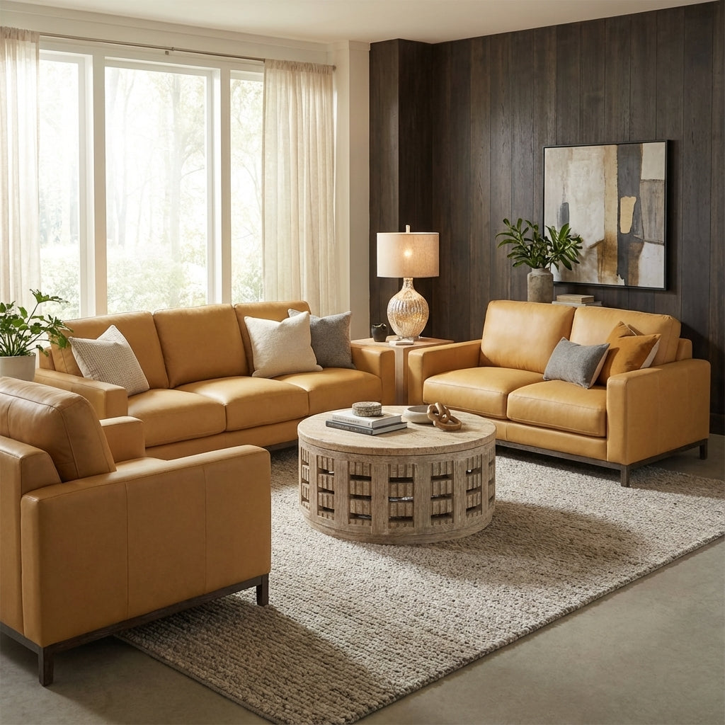 Clarksdale 67" Top Grain Leather 2 Cushion Loveseat - Berkshire Chamois