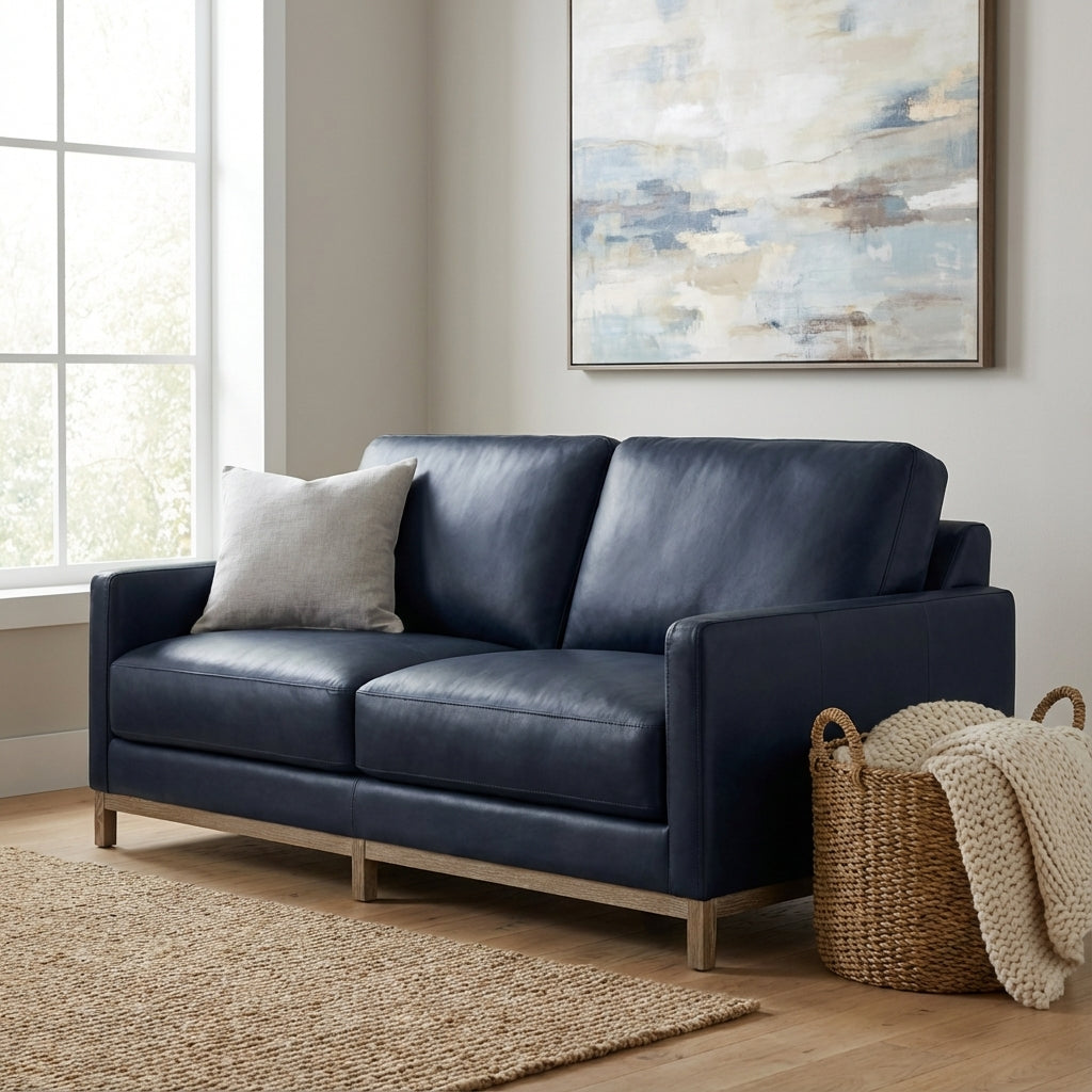 Clarksdale 67" Top Grain Leather 2 Cushion Loveseat - Napa Admiral