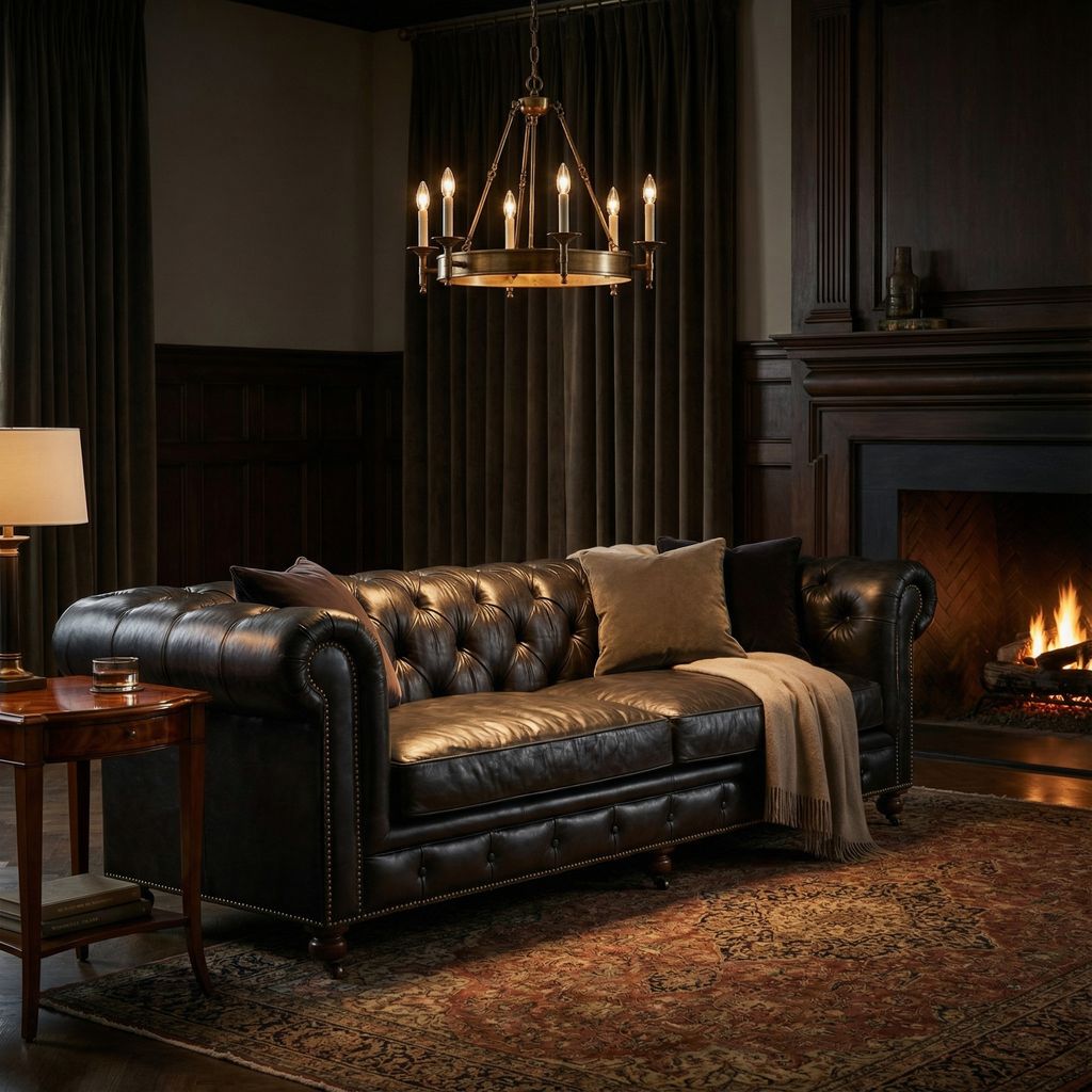 Conroy 96" Top Grain Leather Tufted Sofa - Black