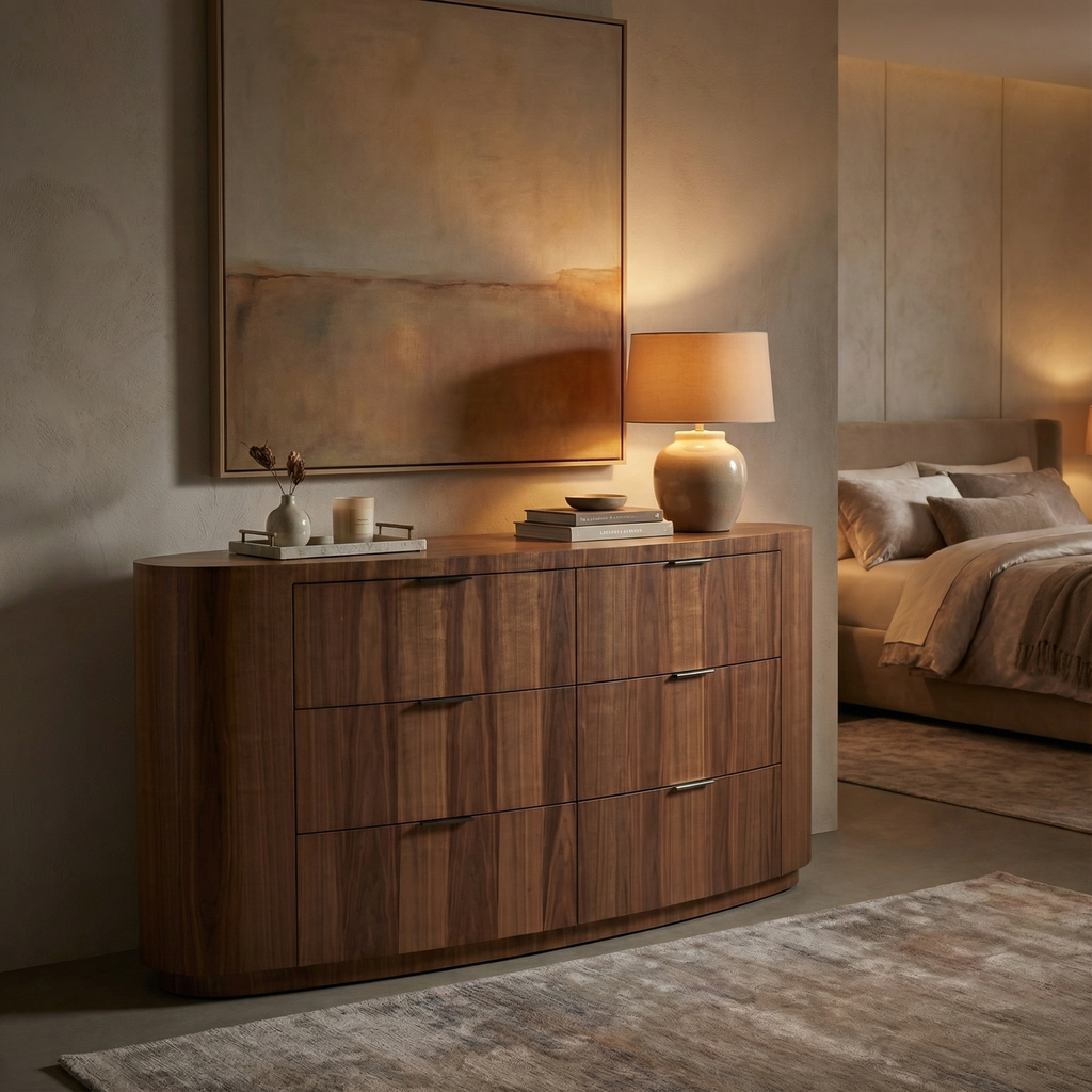 Constance 68" Six Drawer Oak Dresser- Brushed Cypress