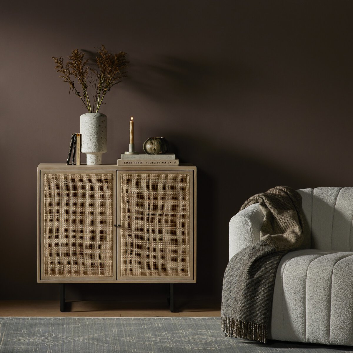 Dennen 35" Wood + Iron Cabinet - Natural