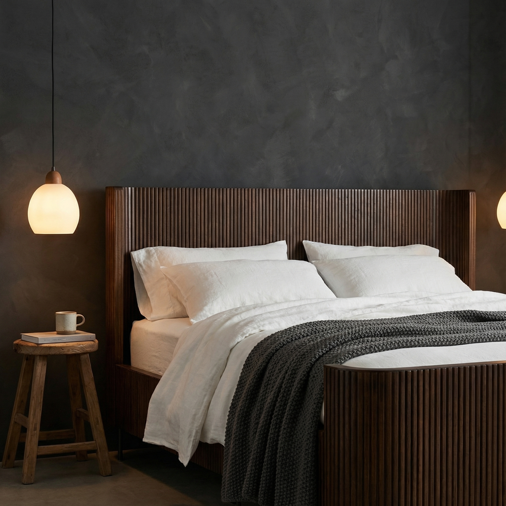 Danvers 80" King Bed - Dark Brown Oak