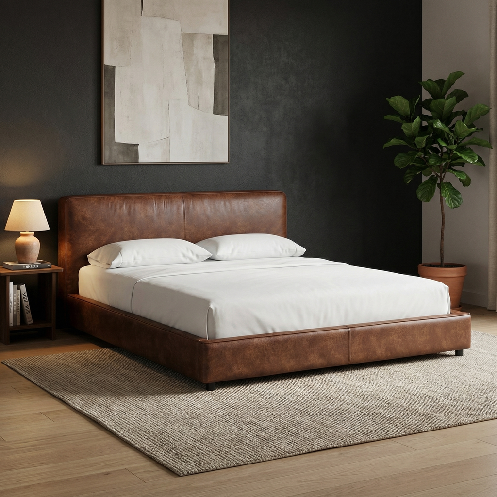 Davenport 82" King Leather Bed - Vintage Tobacco