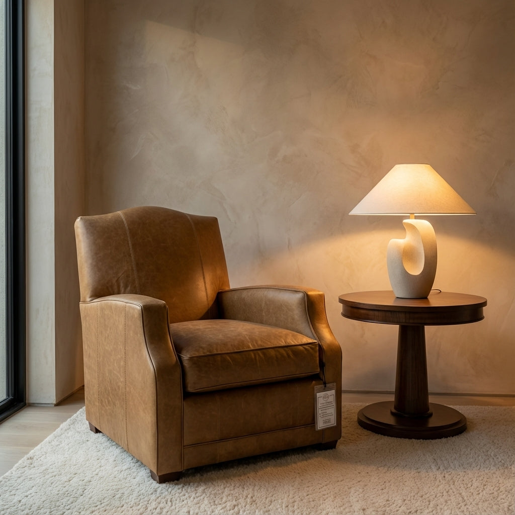 Denver 31" Slope Arm Top Grain Leather Swivel Glider - Bermuda Camel