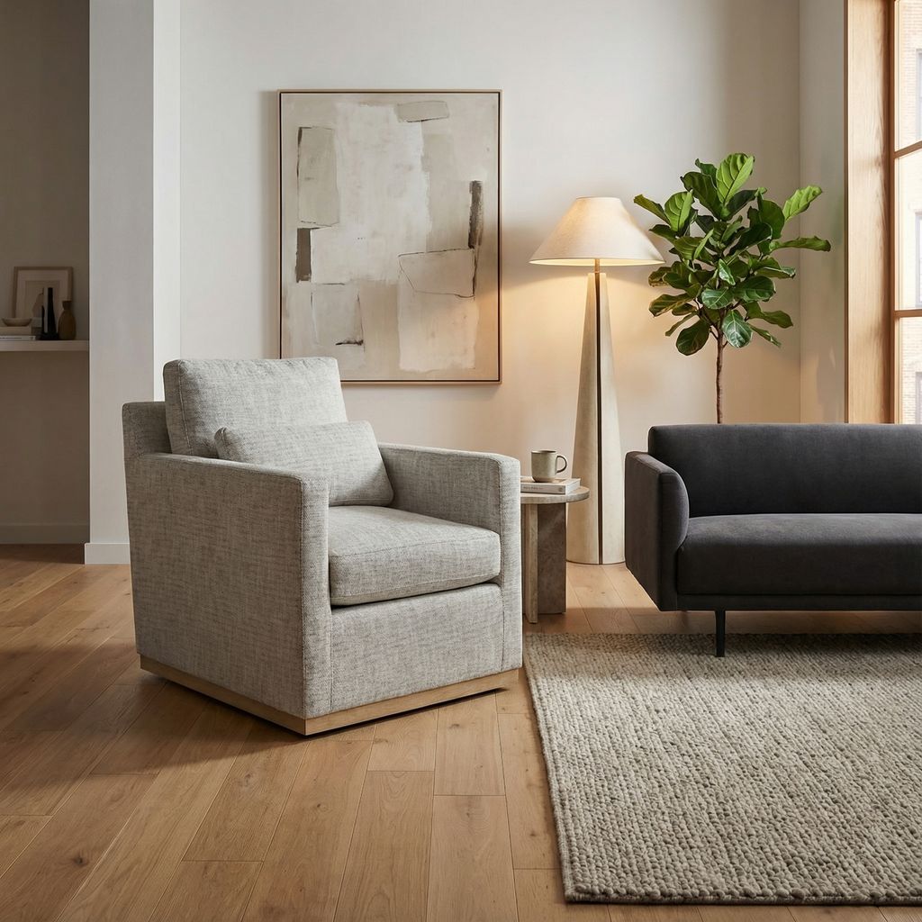 Dexter 29" Swivel Chair - Slate + Beechwood