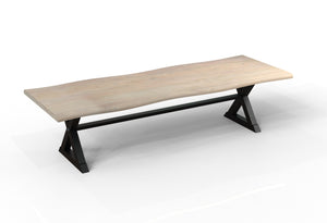 Malcolm Acacia 108' Live Edge Dining Table - New White Wash