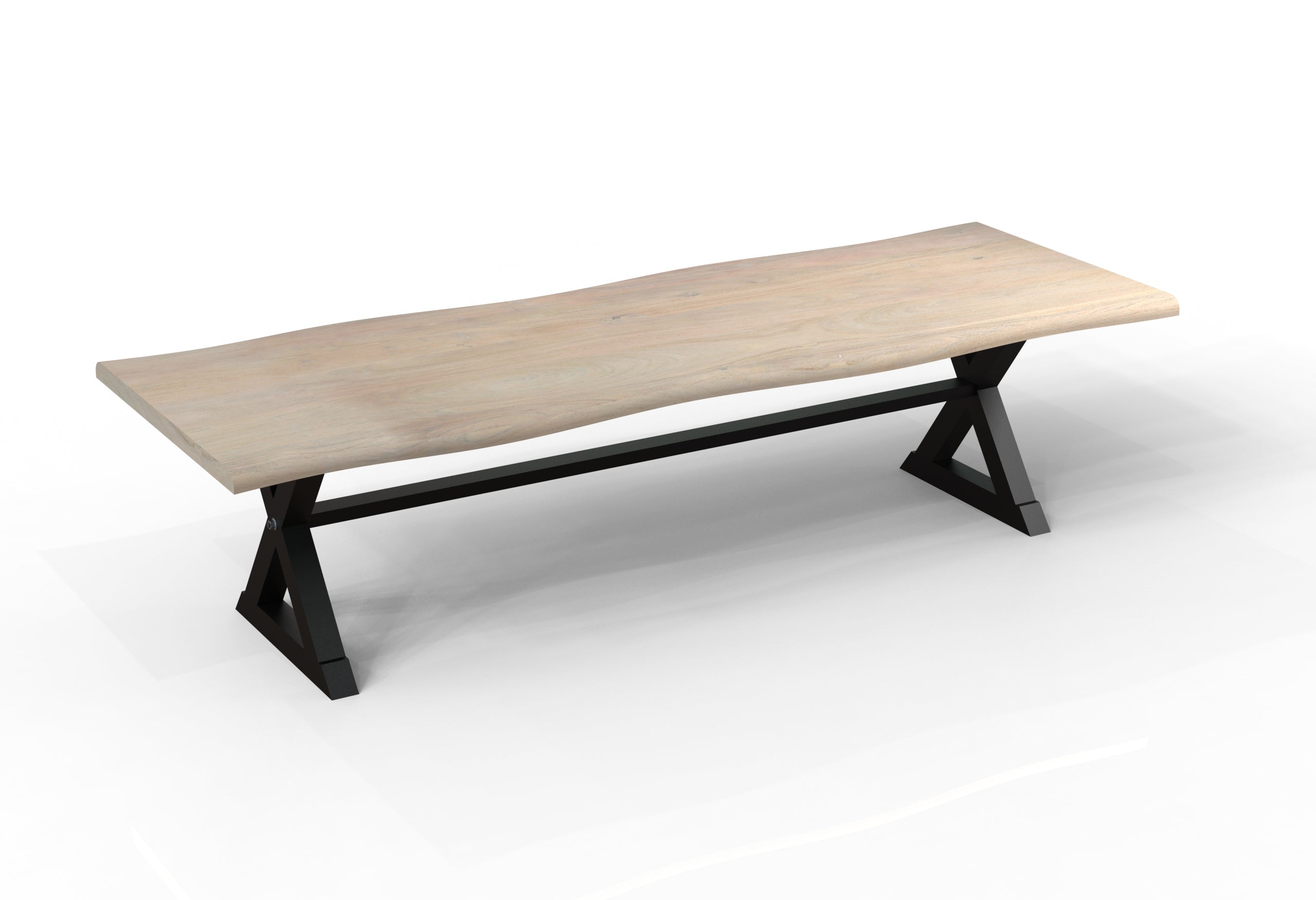 Malcolm Acacia 120" Live Edge Dining Table - New White Wash