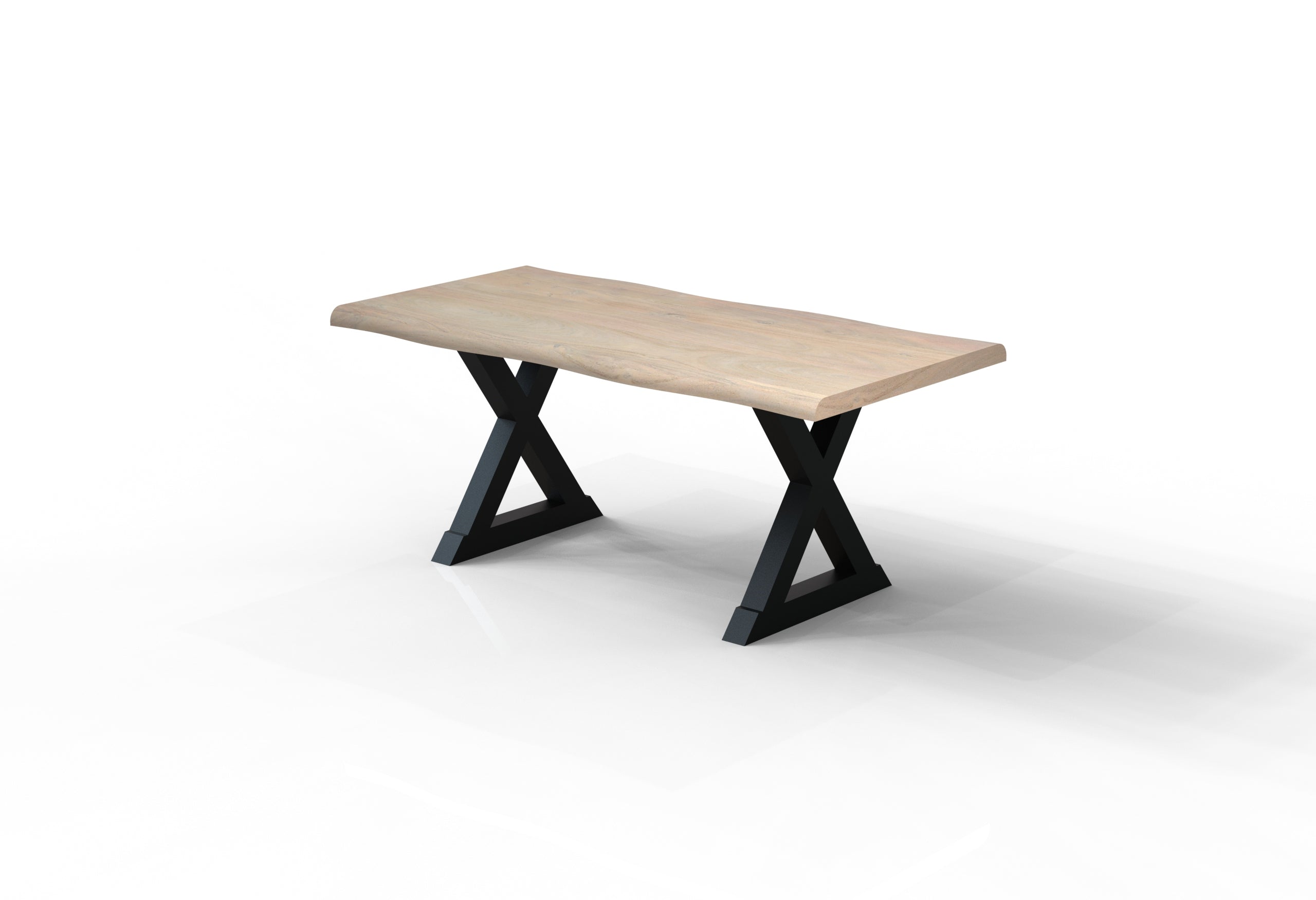 Malcolm Acacia 72' Live Edge Dining Table - New White Wash