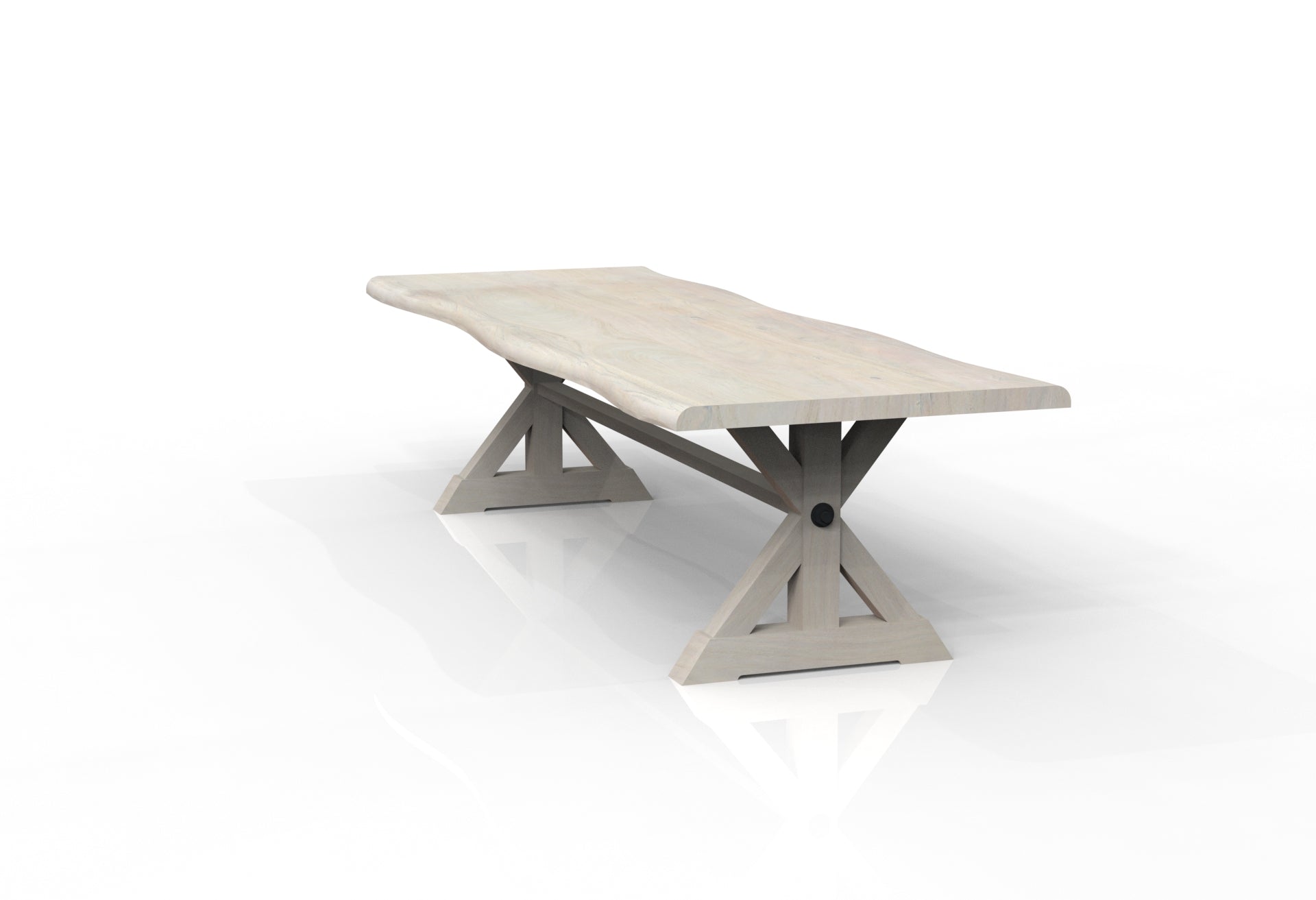 Malcolm Acacia 108' Live Edge Dining Table - New White Wash