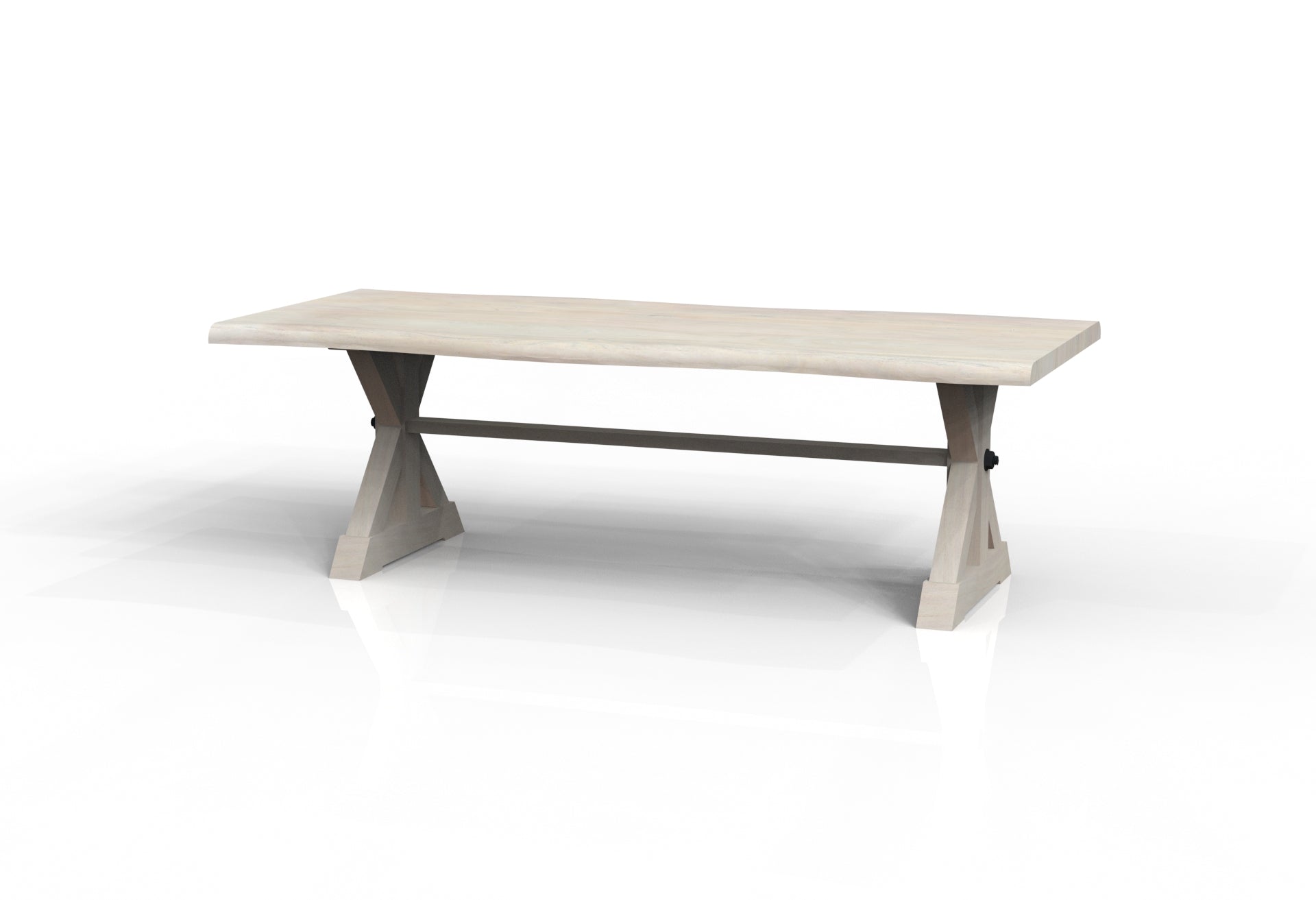 Malcolm Acacia 96' Live Edge Dining Table - New White Wash