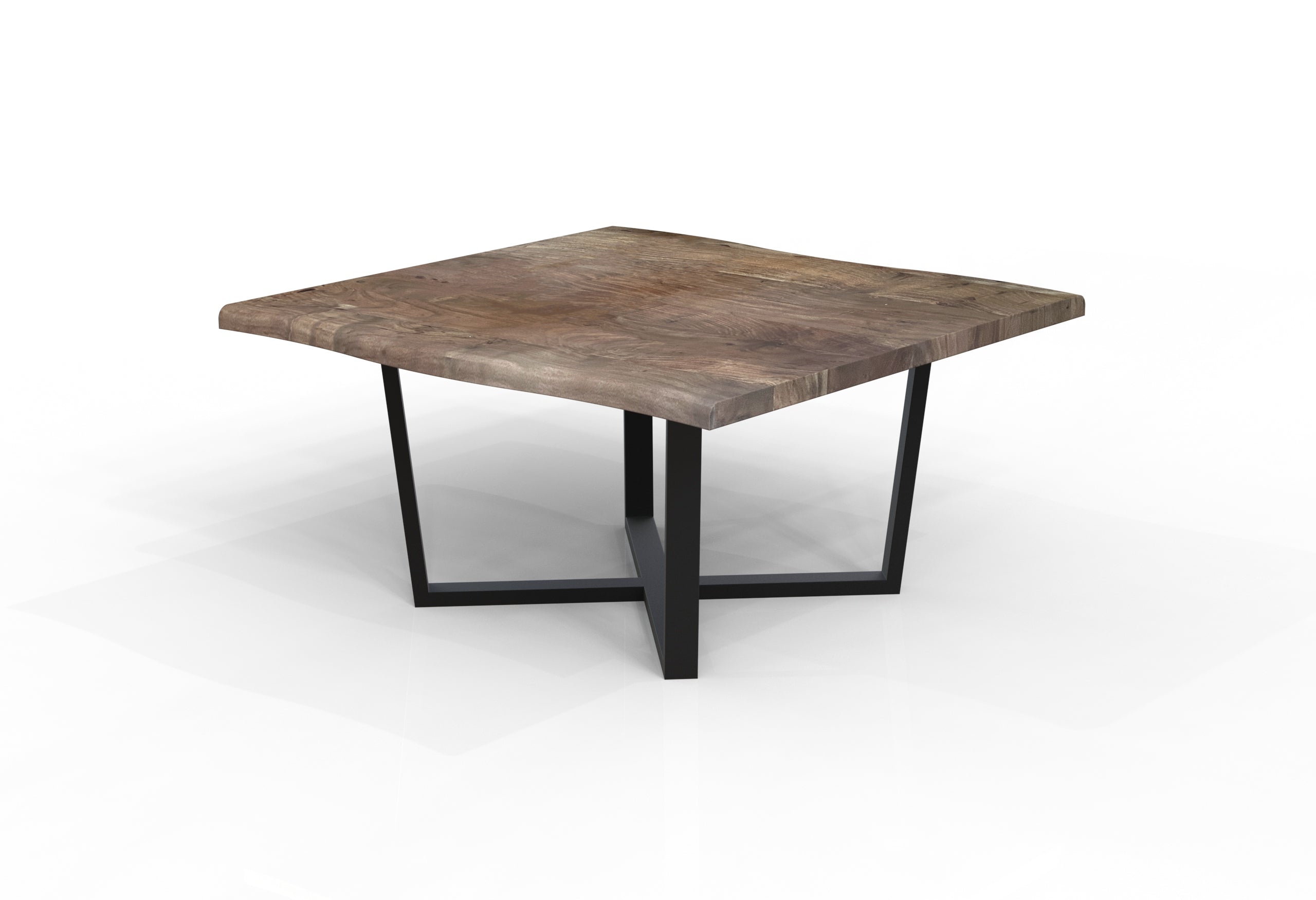 Malcolm 60" Acacia Live Edge Square Dining Table - Natural + Smoke