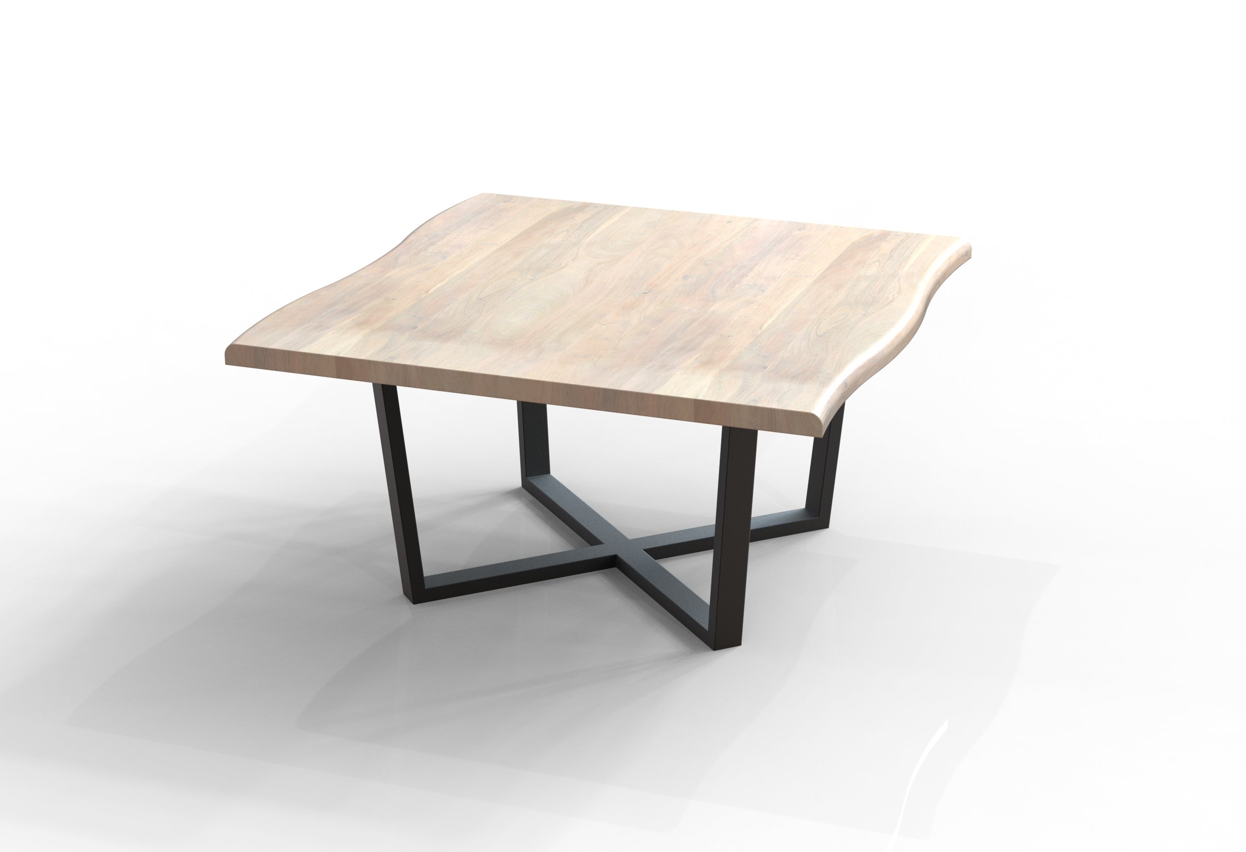 Malcolm 60" Acacia Live Edge Square Dining Table - New White Wash