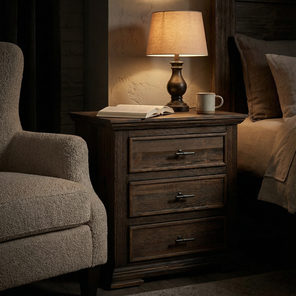 Dothan 30" 3 Drawer Nightstand- Dark Cocoa