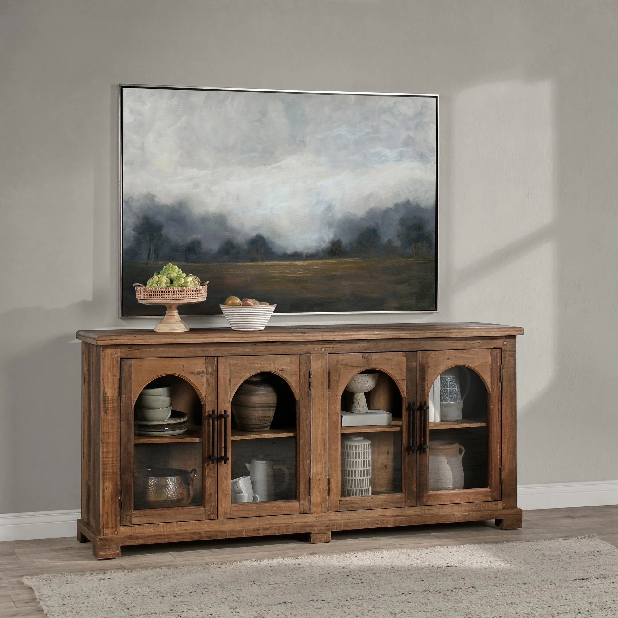 Zara 88" Reclaimed Wood 4 Door Sideboard - Natural