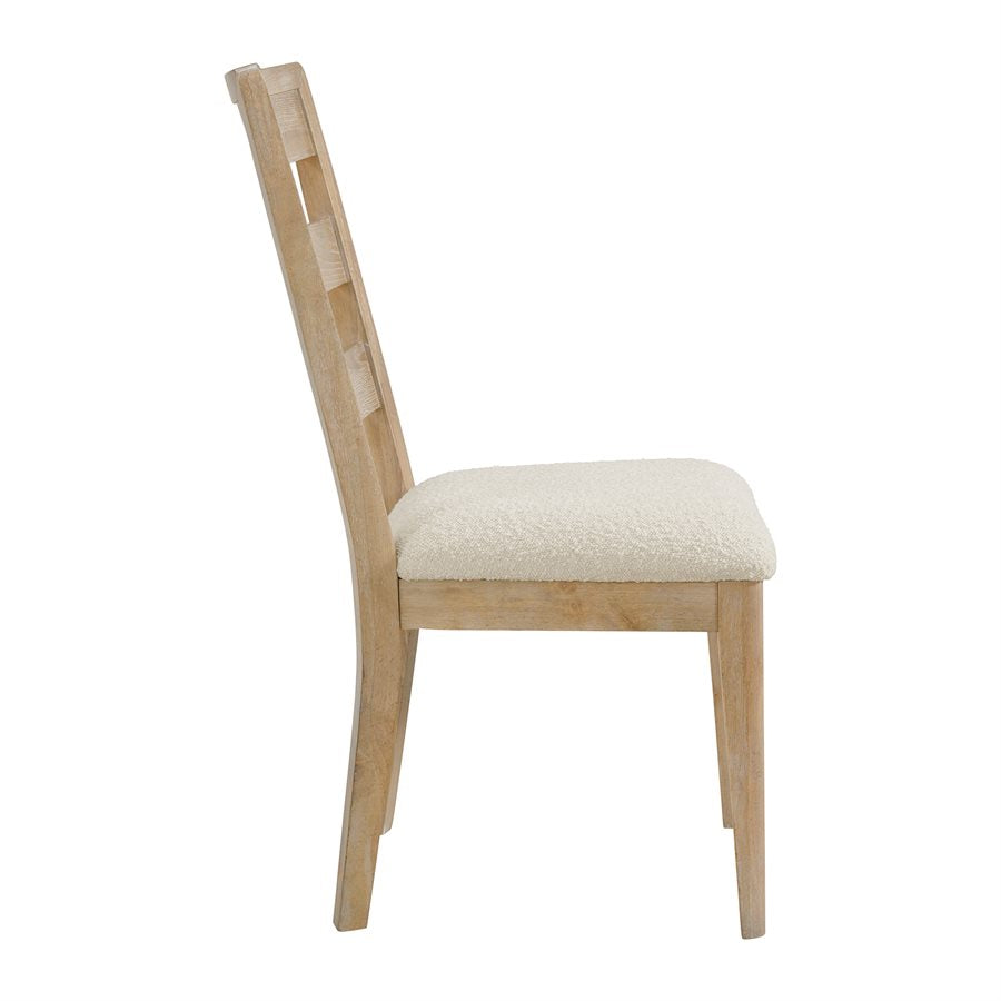Simpsonville 20" Dining Chair - Amber Oak + Textured Cream Boucle