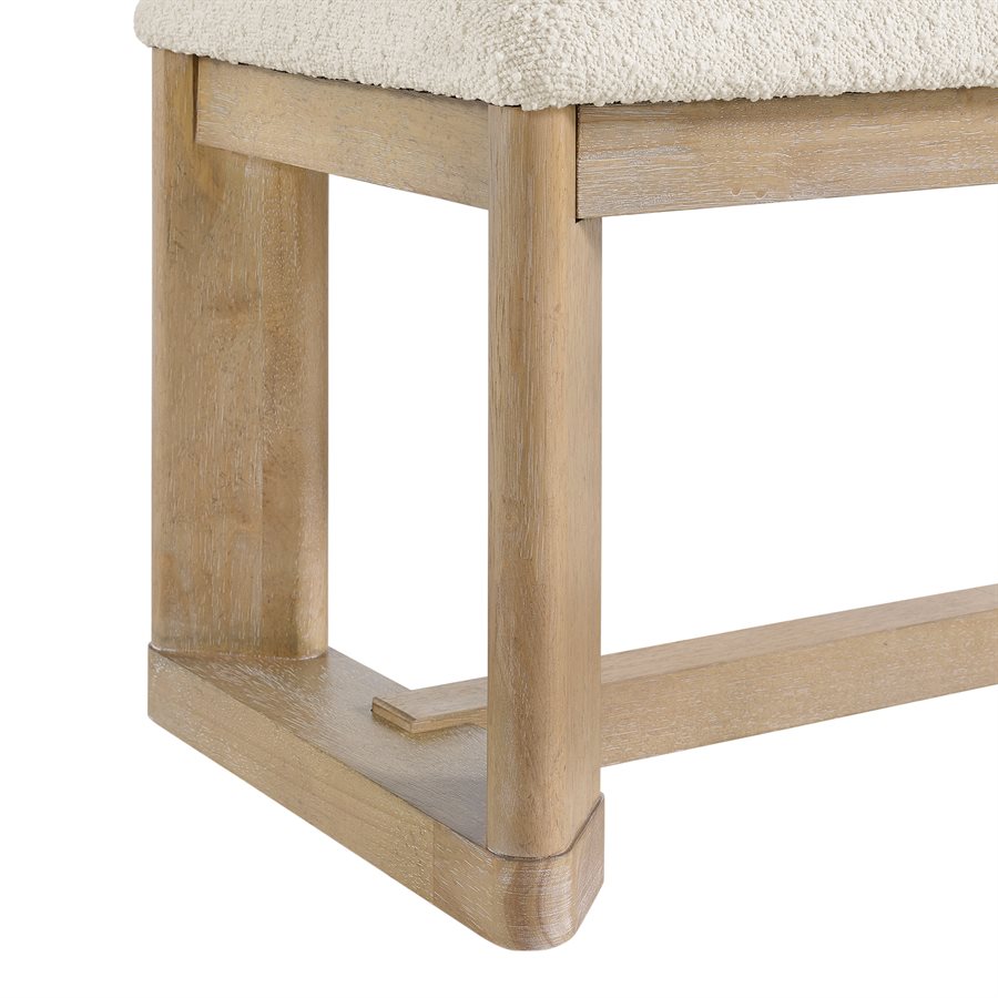 Simpsonville 64" Dining Bench - Amber Oak + Textured Cream Boucle