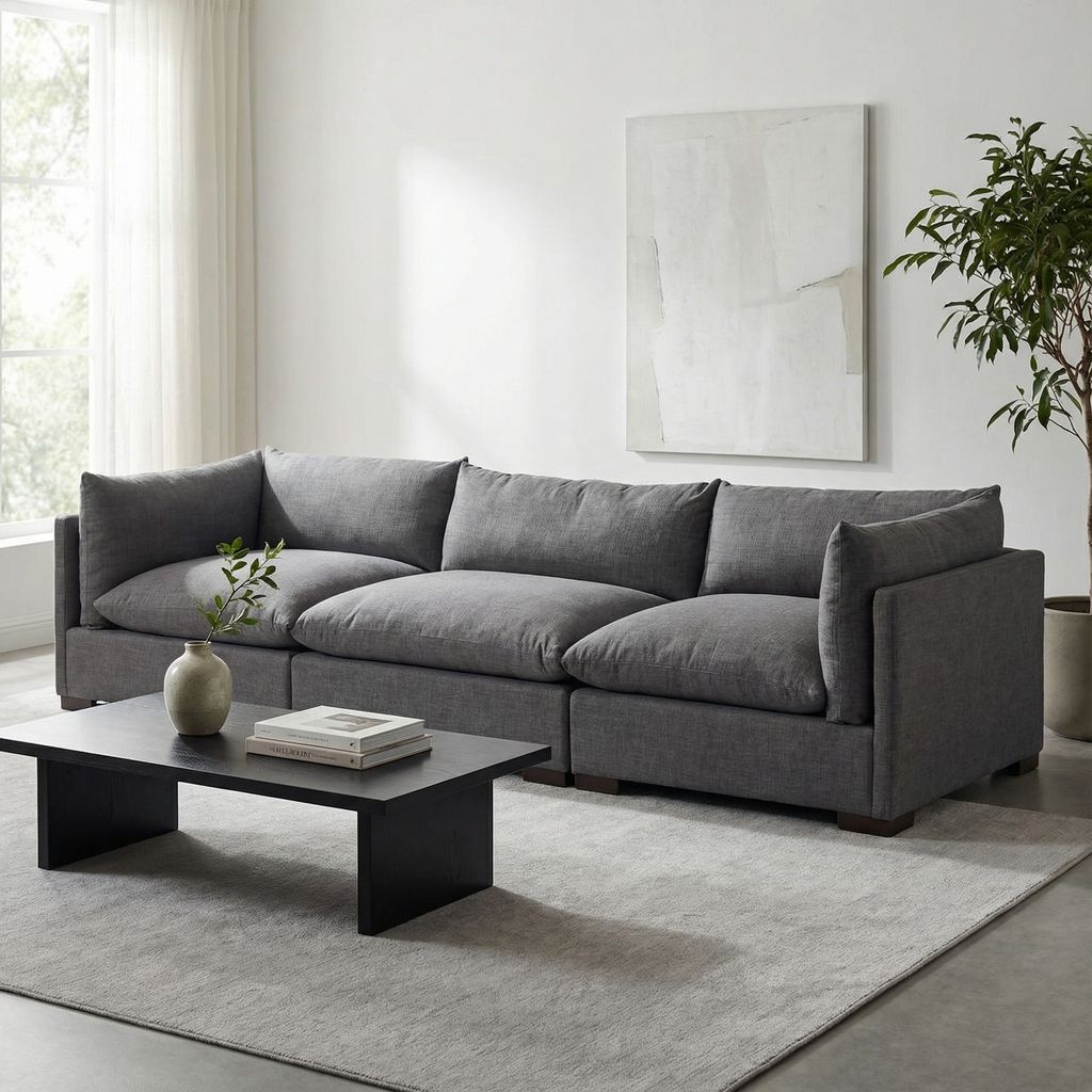 Elia 117" 3 Cushion Modular Sofa - Performance Charcoal