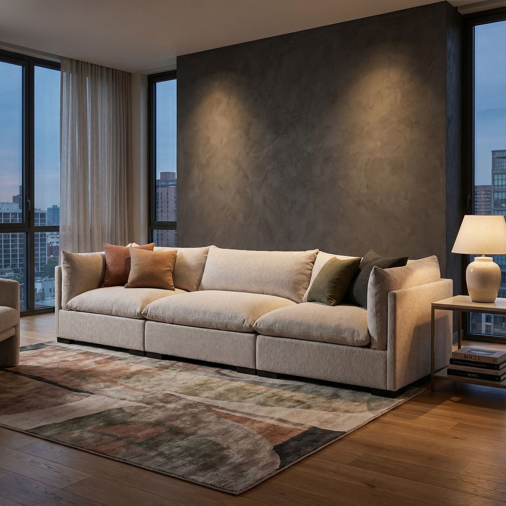 Elia 117" 3 Cushion Modular Sofa - Perfomance Pebble