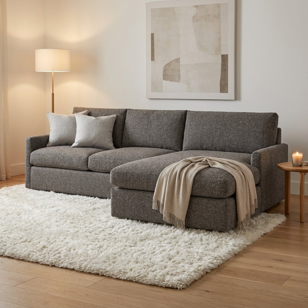 Ethan Quick Ship 114" 2 Trillium Cushion Sofa + Chaise