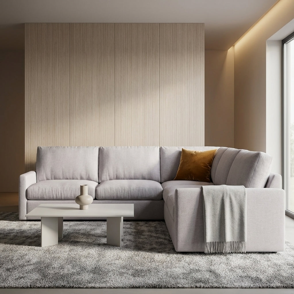 Ethan Quick Ship 131" x 103" 5 Trillium Cushion Sectional - Crypton Quicksilver