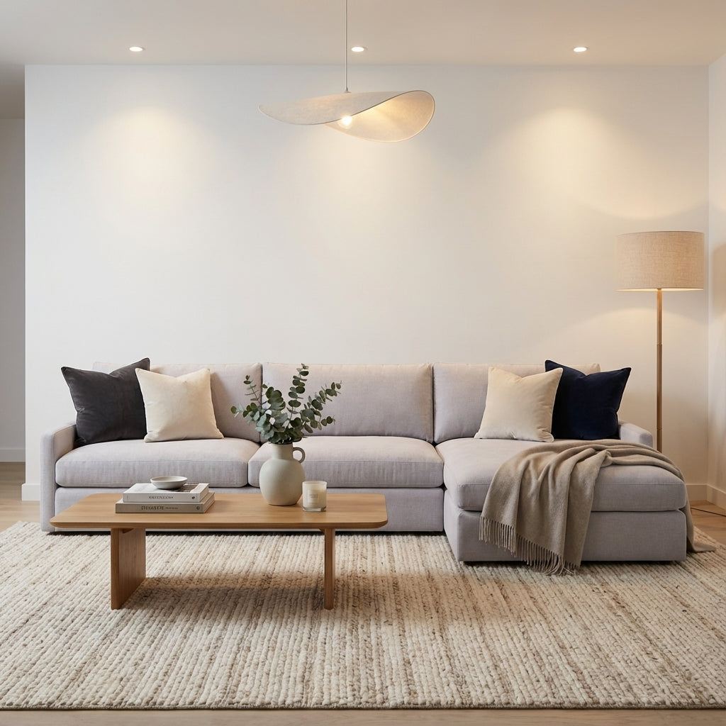 Ethan Quick Ship 139" 2 Trillium Cushion Sofa + Chaise - Crypton Quicksilver