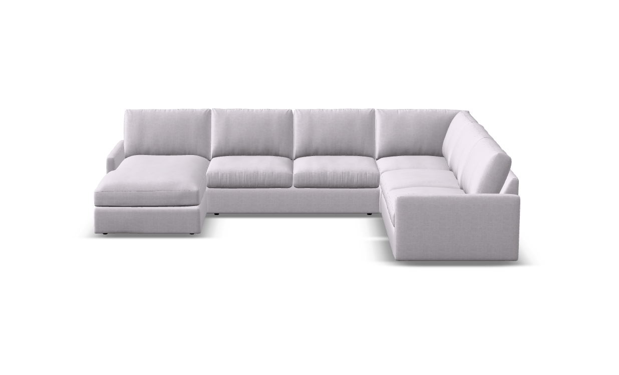 Ethan Express Ship 140" x 107" 5 Trillium Cushion Sectional + Chaise
