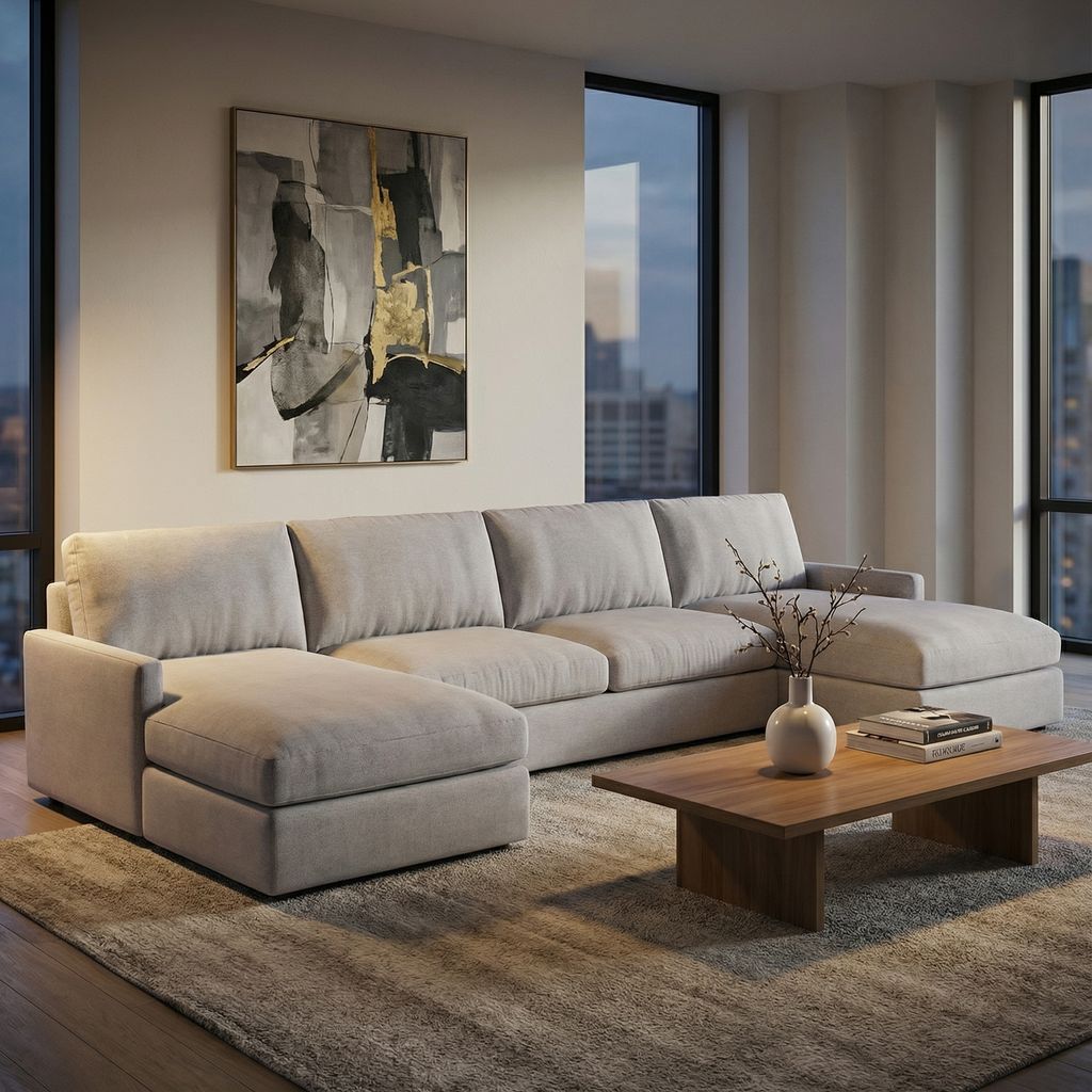 Ethan Express Ship 147" Trillium Cushion Dual Chaise Sectional