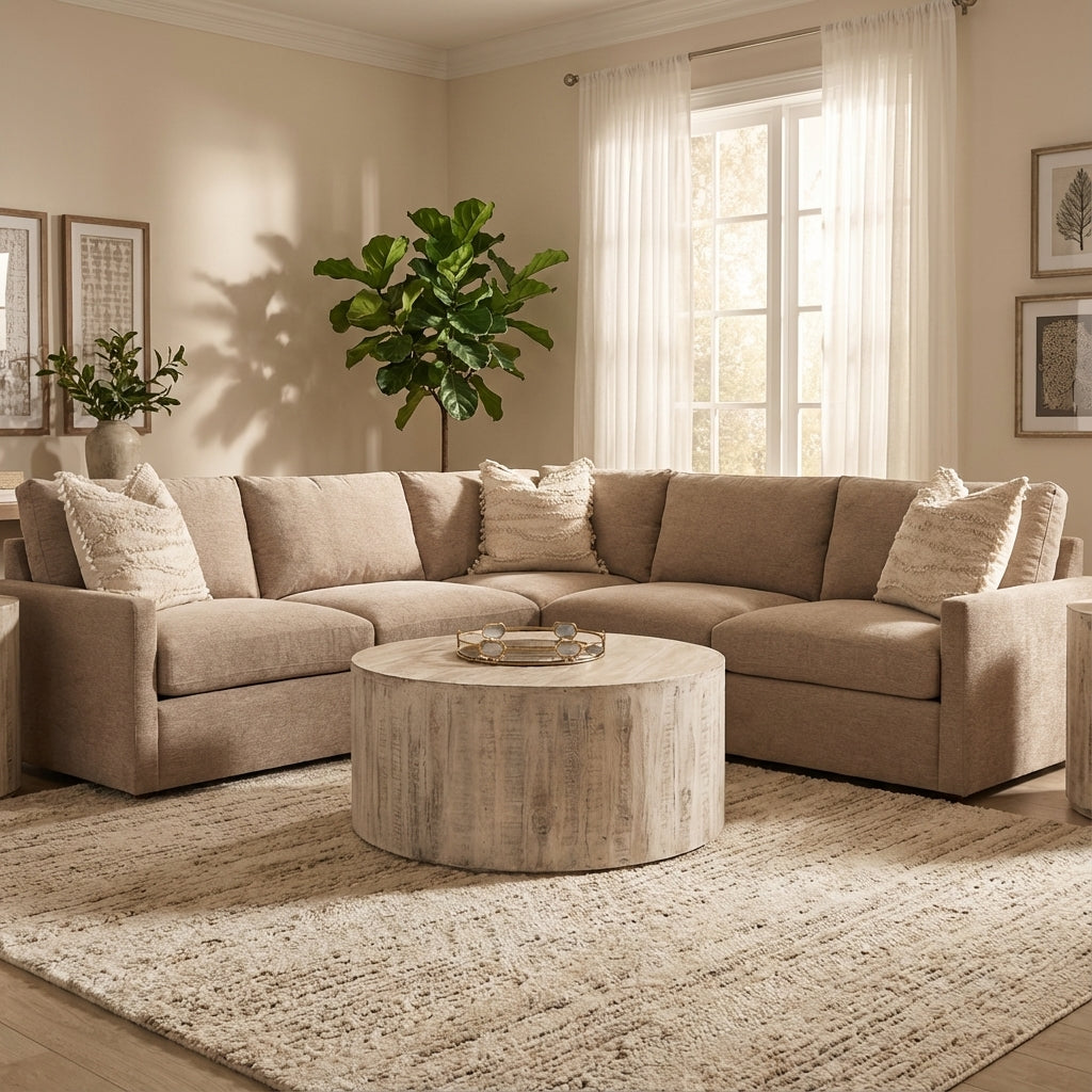 Ethan Quick Ship 107" x 107" 5 Trillium Cushion Sectional - Performance Oatmeal