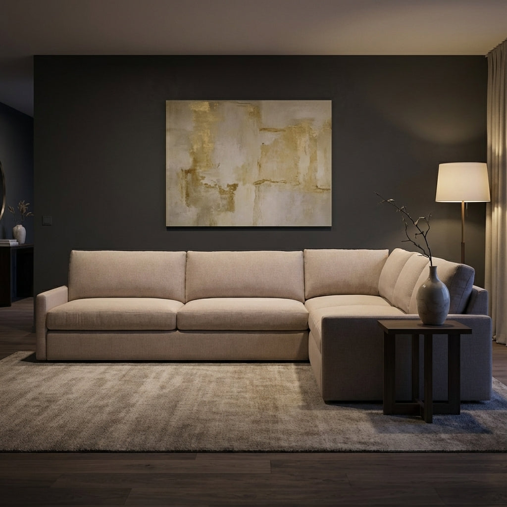 Ethan Luxe Express Ship 135" x 103" 5 Trillium Cushion Sectional