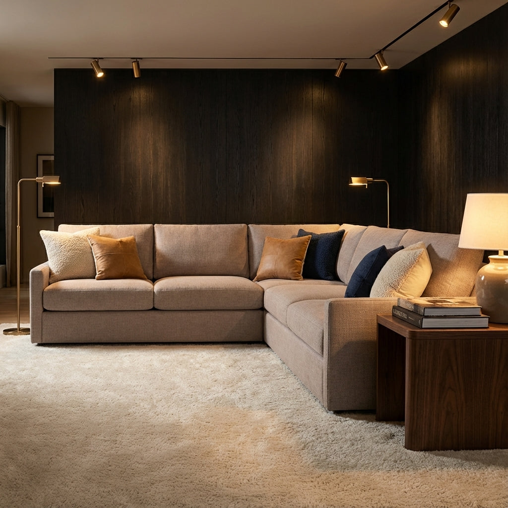 Ethan Luxe Express Ship 135" x 121" 5 Trillium Cushion Sectional