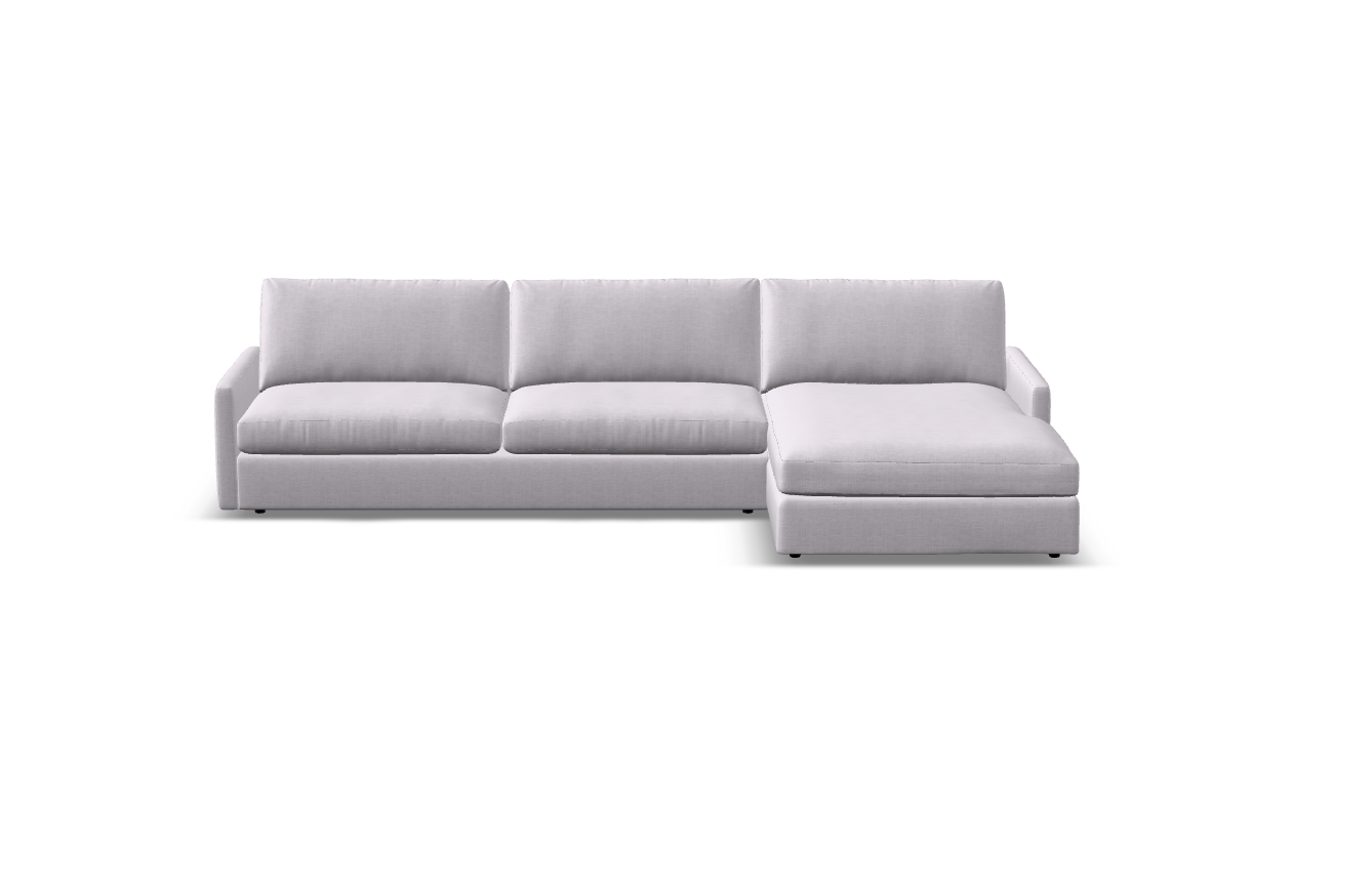 Ethan Luxe Express Ship 139" 2 Trillium Cushion Sofa + Chaise - Crypton Quicksilver