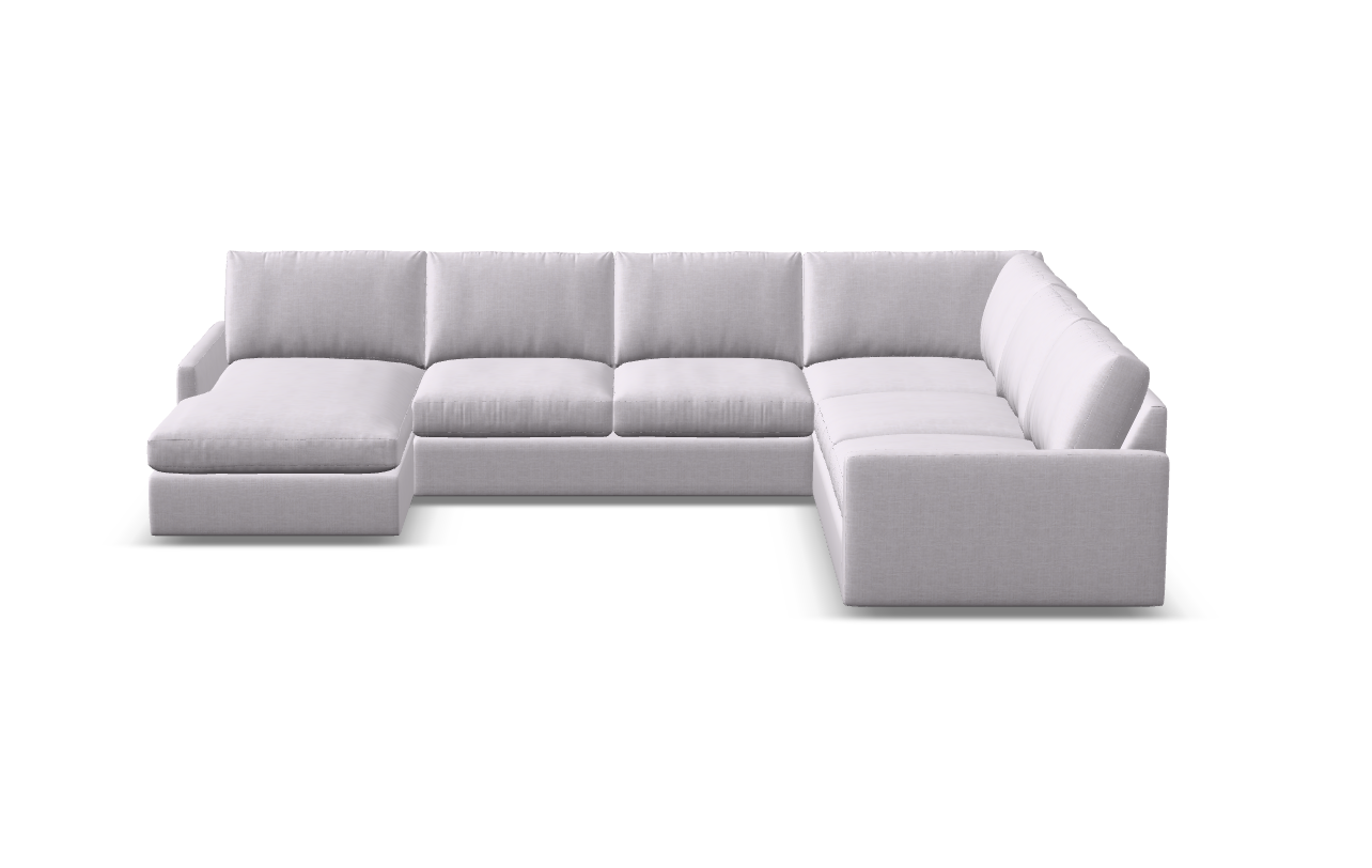 Ethan Luxe Express Ship 144" x 111" 5 Trillium Cushion Sectional + Chaise