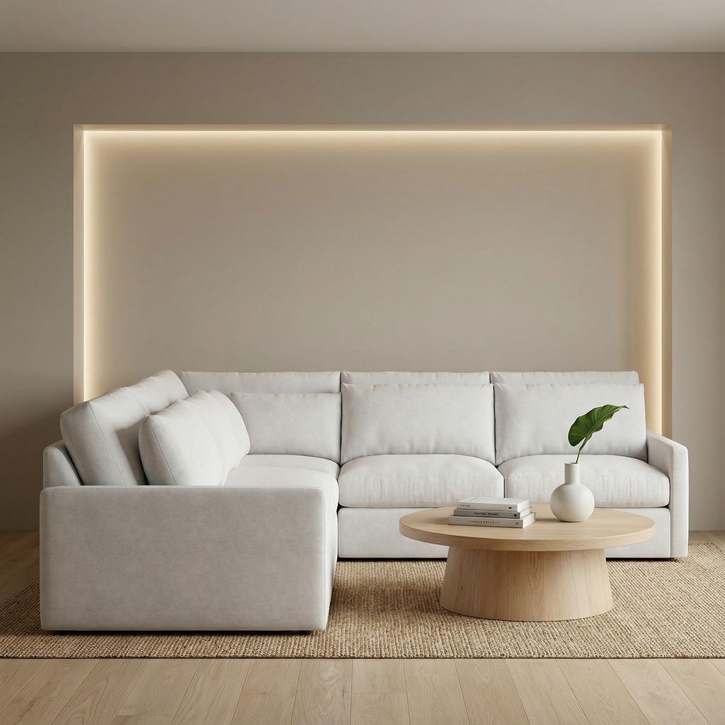 Ethan Luxe Express Ship 135" x 111" 5 Trillium Cushion Sectional + Kidney Pillow