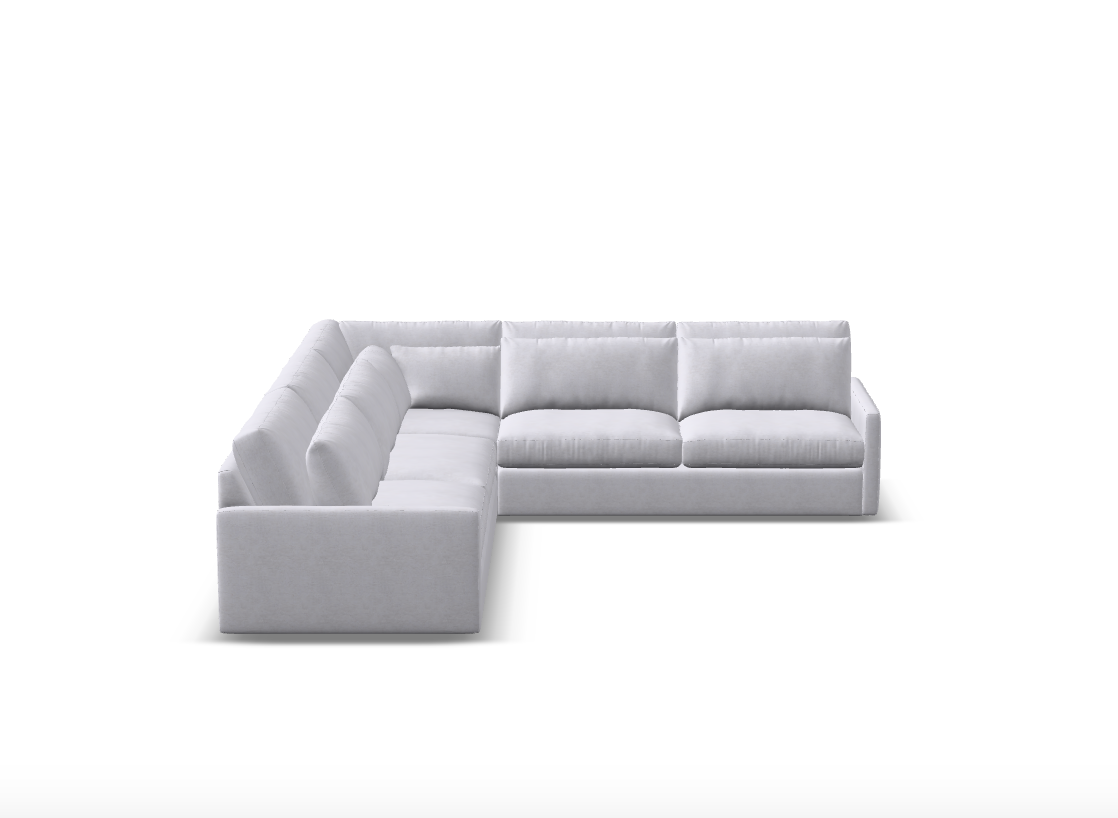 Ethan Luxe Express Ship 135" x 121" 5 Trillium Cushion Sectional + Kidney Pillow