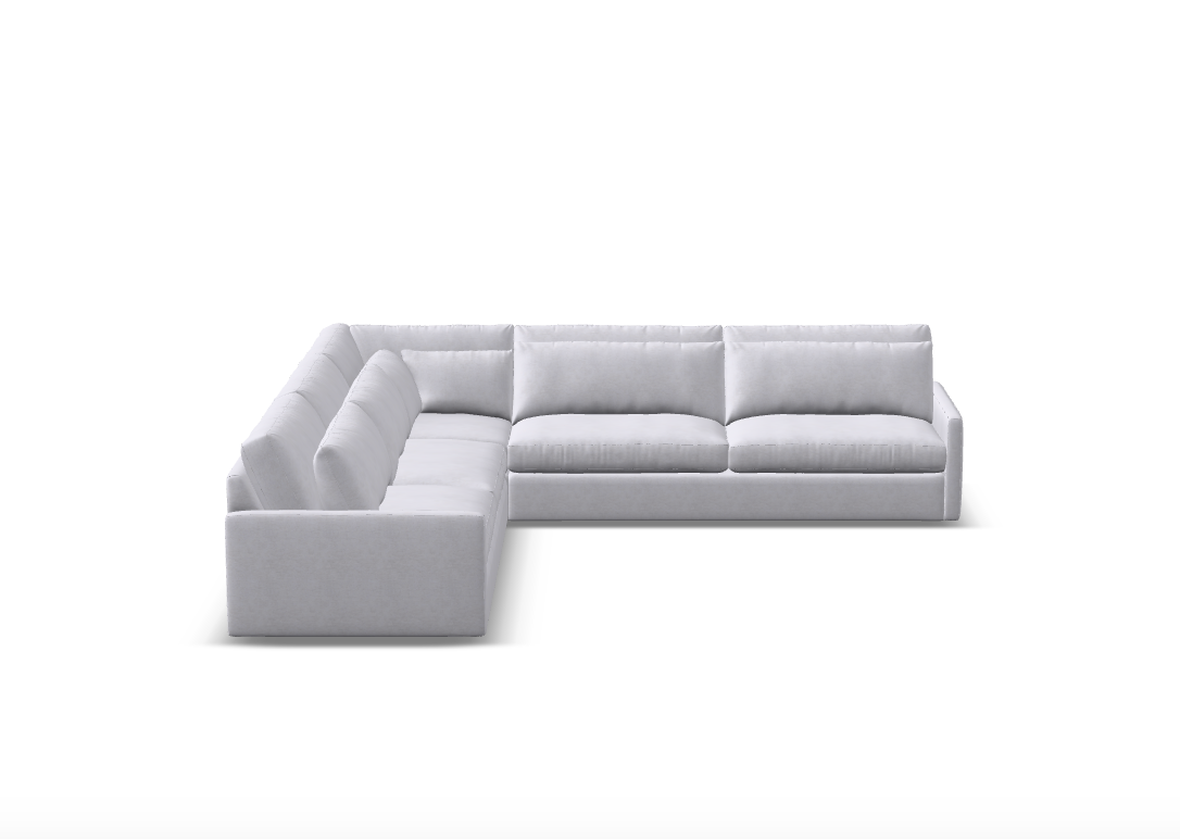 Ethan Luxe Express Ship 135" x 135" 5 Trillium Cushion Sectional + Kidney Pillow