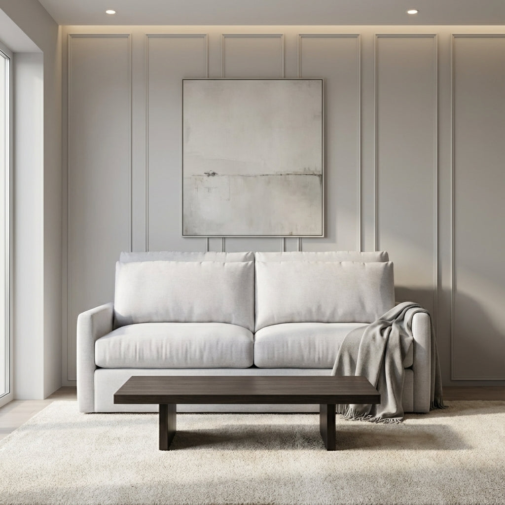 Ethan Luxe Express Ship 71" 2 Trillium Cushion Loveseat + Kidney Pillow - Crypton Natural Linen