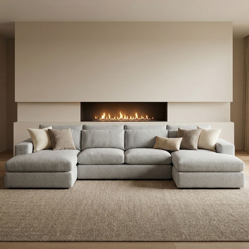 Everette Luxe Express Ship 149" Trillium Cushion Dual Chaise Sectional + Kidney Pillow