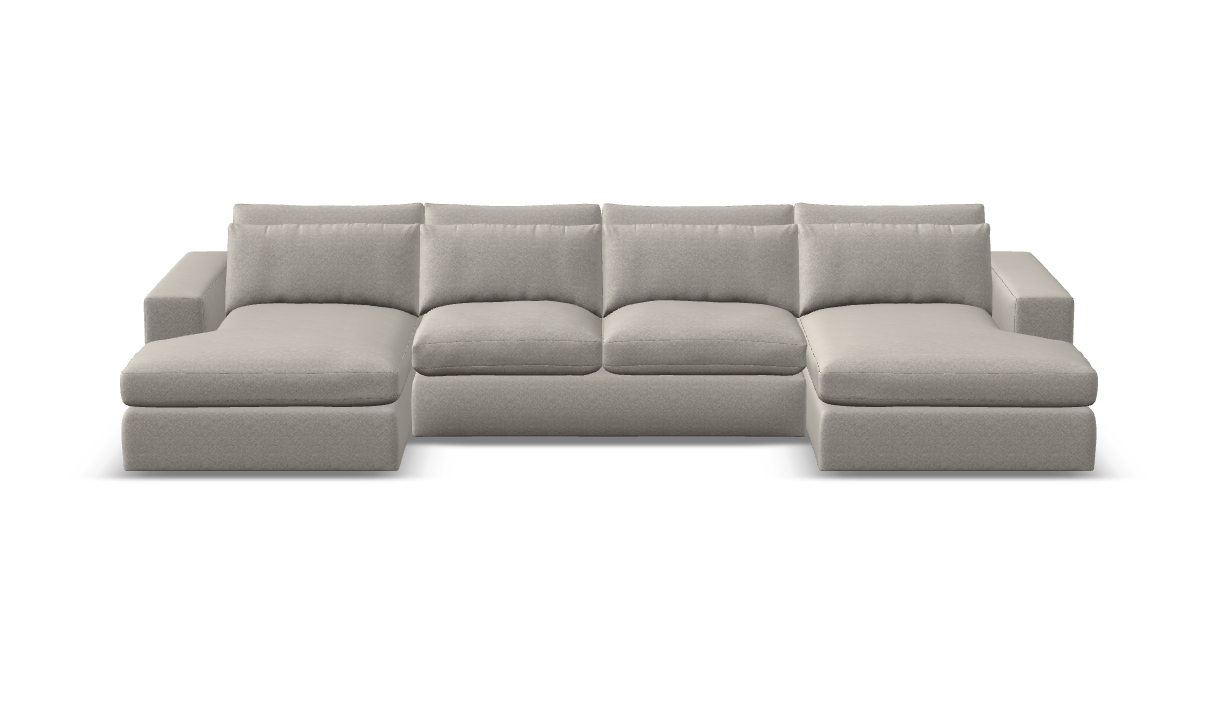 Everette Luxe Express Ship 149" Trillium Cushion Dual Chaise Sectional + Kidney Pillow