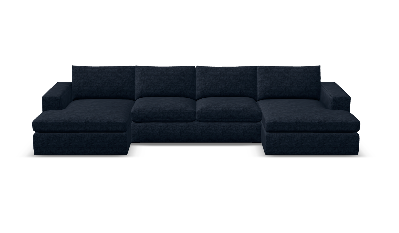 Everette Luxe Express Ship 149" Trillium Cushion Dual Chaise Sectional