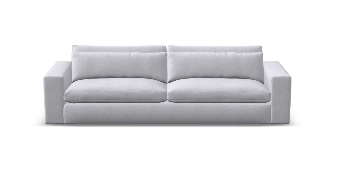 Everette Luxe Express Ship 118" 2 Trillium Cushion Sofa + Kidney Pillows