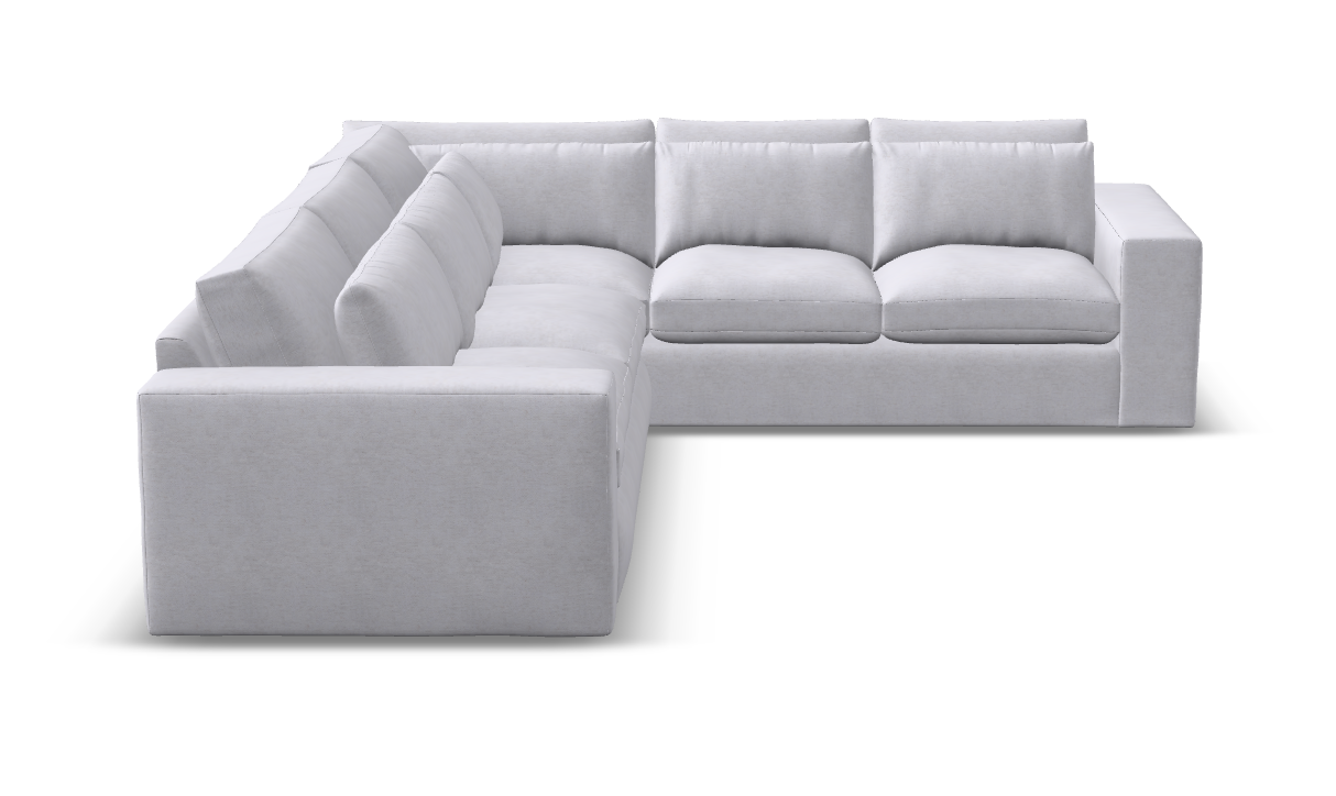 Everette Luxe Express Ship 127" x 109" 5 Trillium Cushion Sectional + Kidney Pillow