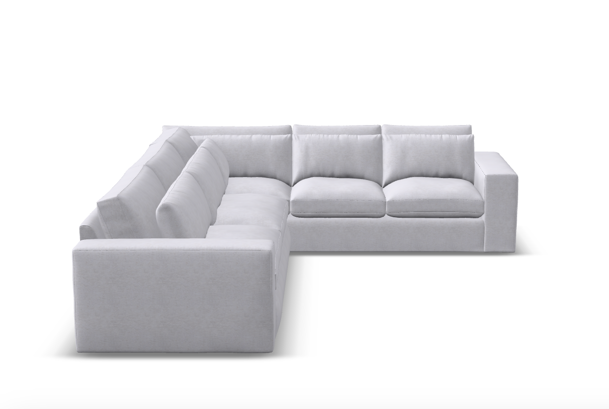 Everette Luxe Express Ship 141" x 109" 5 Trillium Cushion Sectional + Kidney Pillow