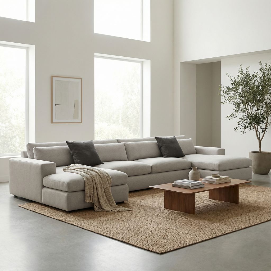 Everette Express Ship 173" Trillium Cushion Dual Chaise Sectional + Kidney Pillow