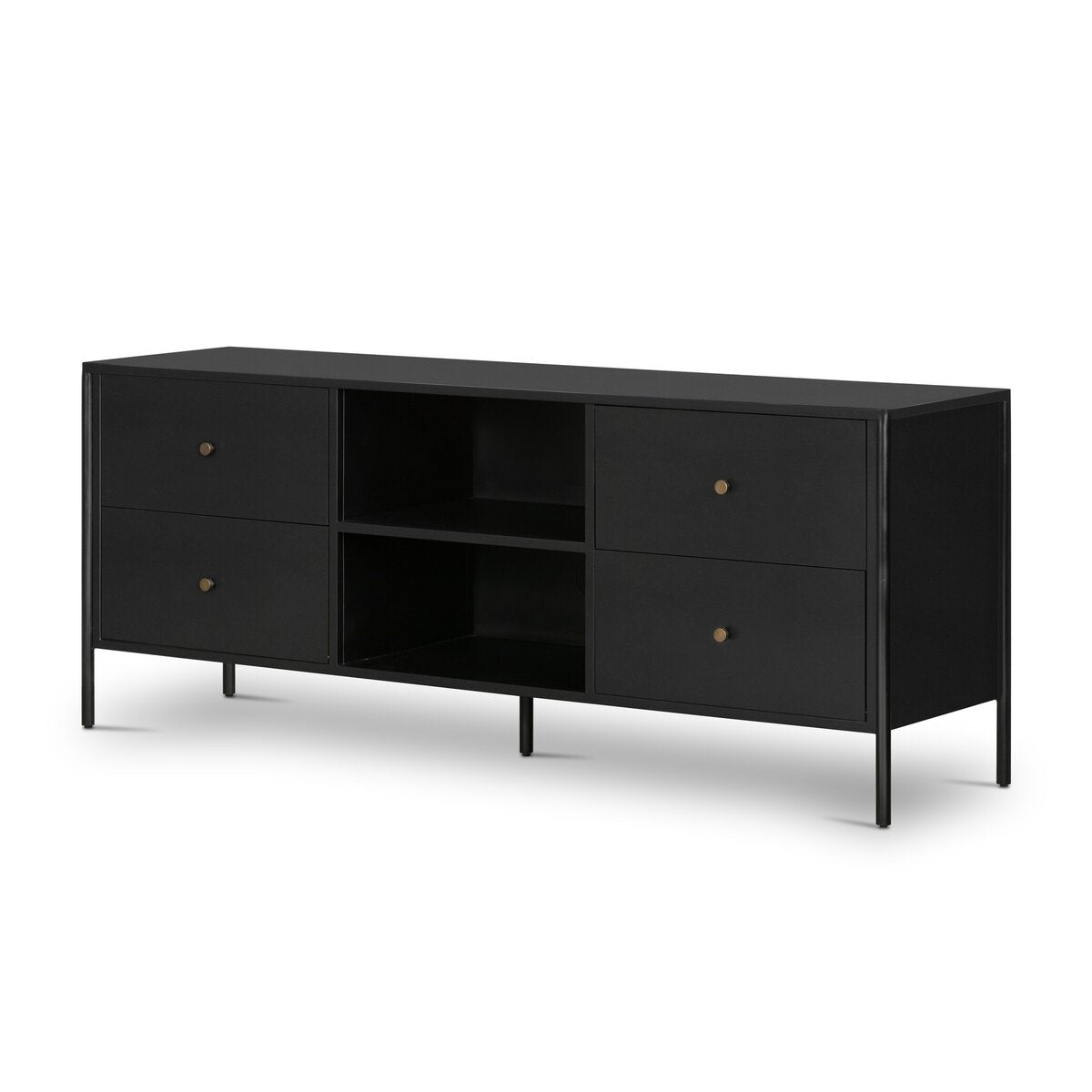Ellington 70" 4 Drawer Media Cabinet - Black Iron + Bronze