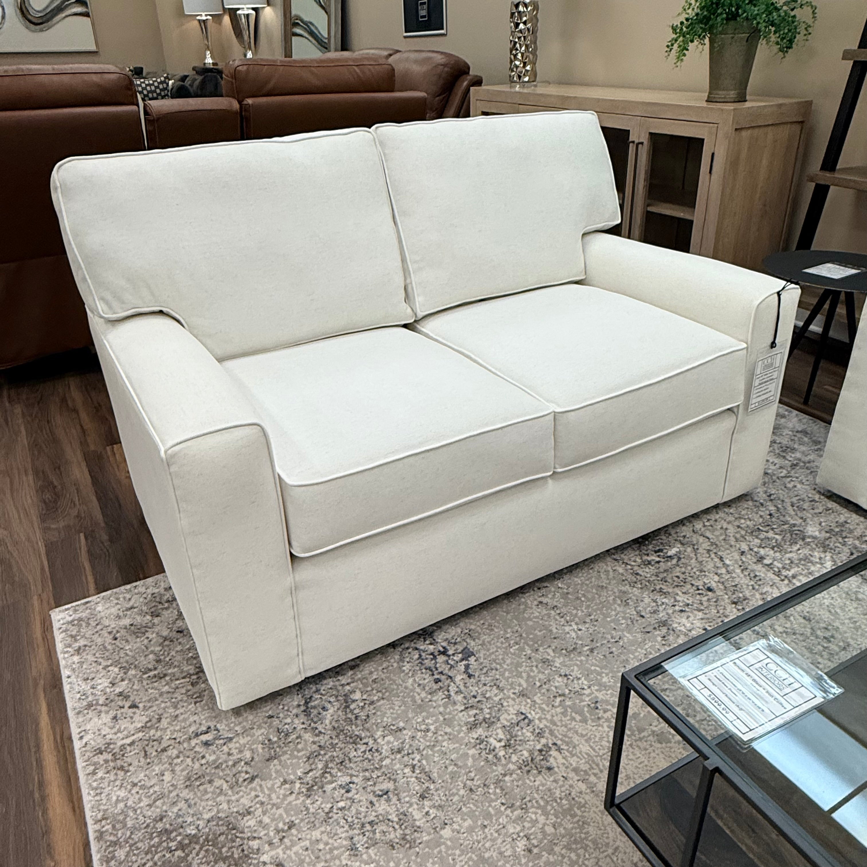 Leah 60" Wide Track Arm 2 Cushion Loveseat - Performance Snow