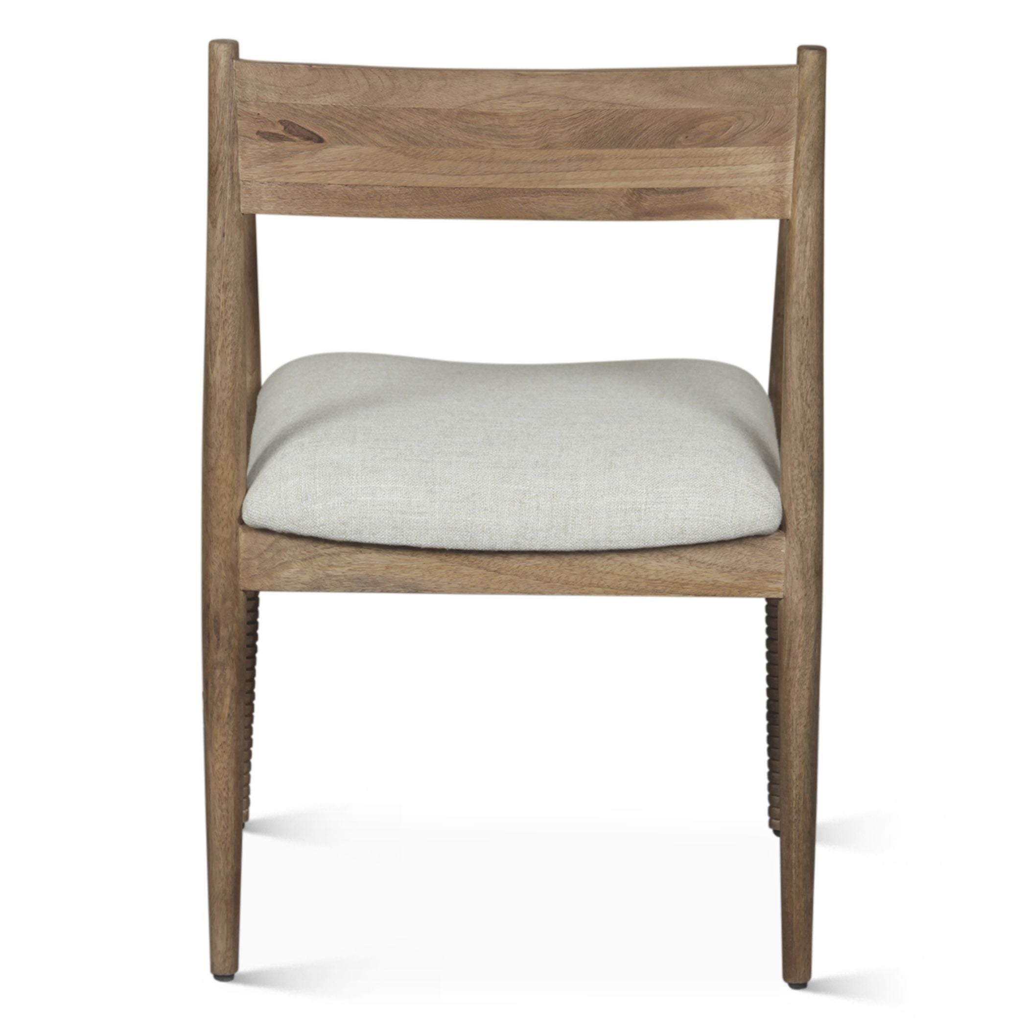 Blair Upholstered Dining Chair - Beige Linen + Natural Brown