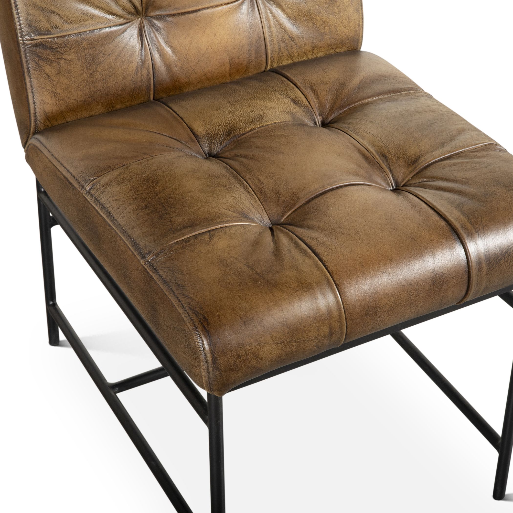 Elliott Top Grain Leather Dining Chair - Antique Whiskey