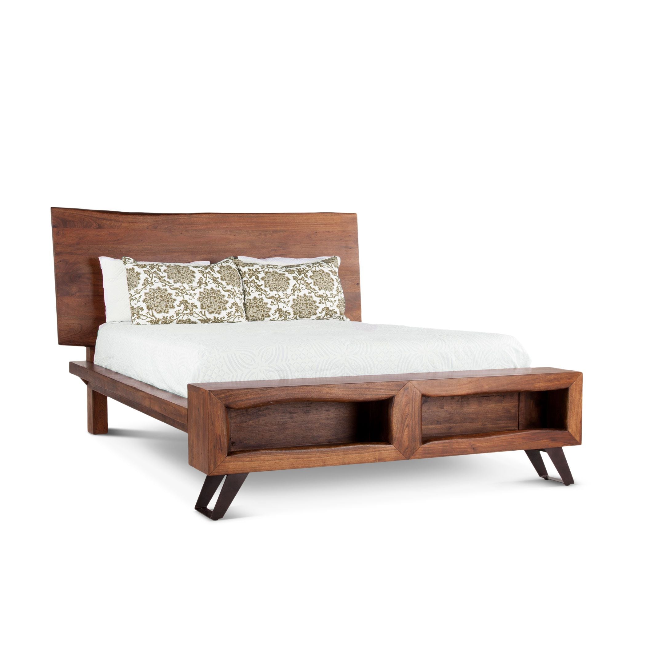 Nosara 90" Acacia + Iron Live Edge King Bed - Natural + Gray